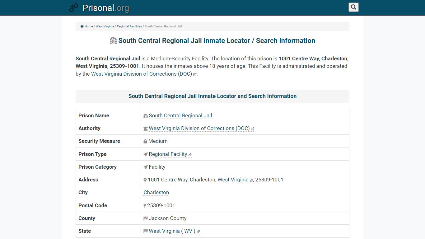 South Central Regional Jail-Inmate Locator/Search Info ...