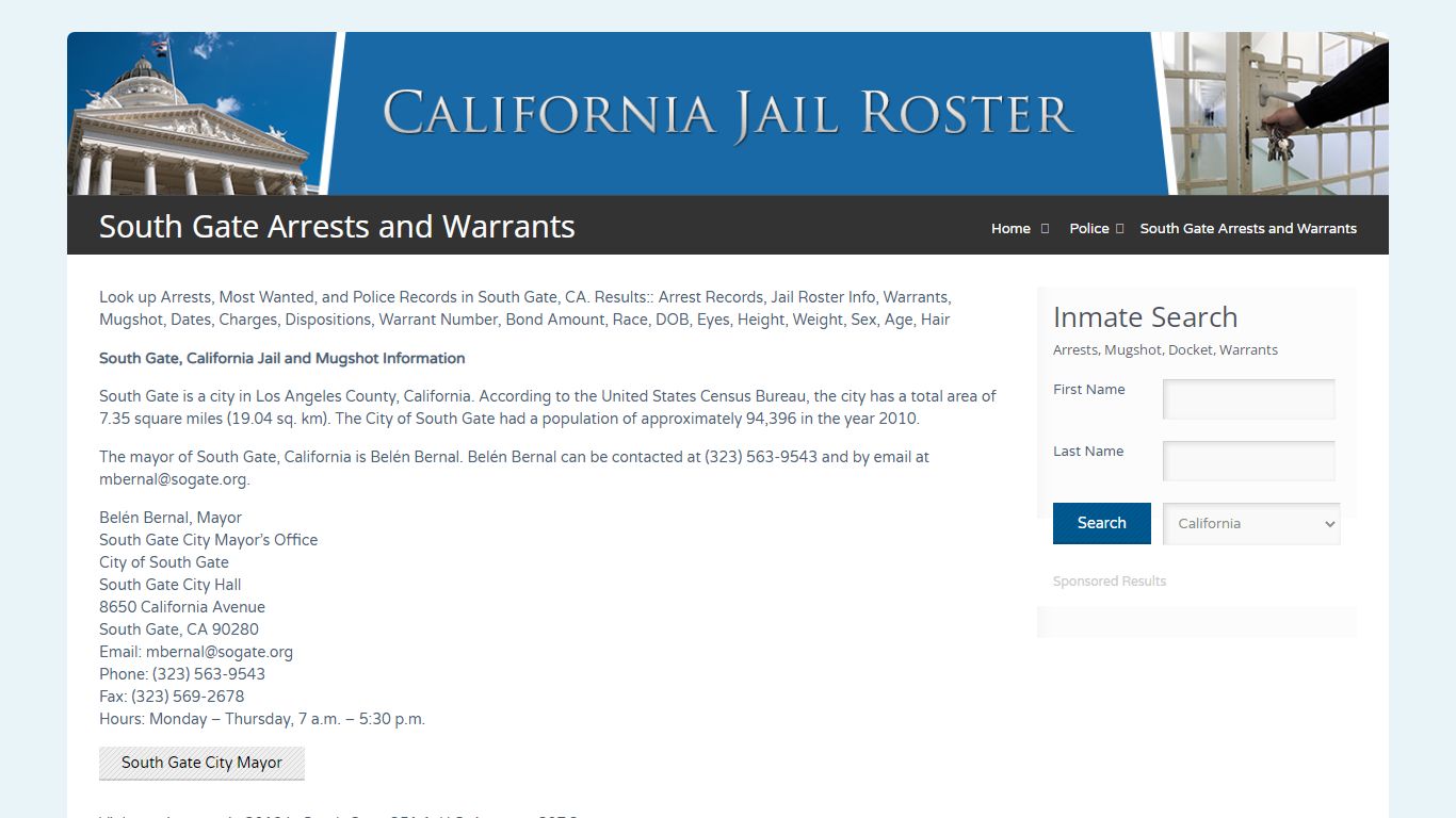 South Gate Arrests and Warrants | Jail Roster Search